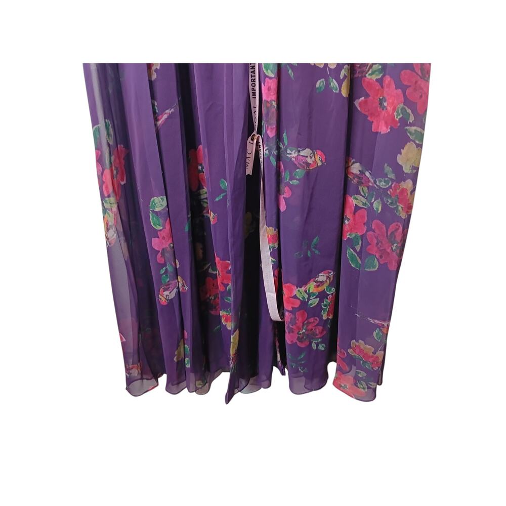 New with Tags Mac Duggal 68558 Purple Floral Chiffon Plunge Slit Gown Size 4 - Picture 6 of 16